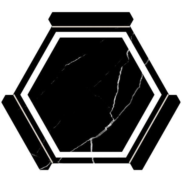 Apollo Tile Aureole 8.66 In. X 9.84 In. Matte Black And White Porcelain